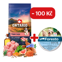 Ontario Puppy Large Chicken & Sweet Potatoes 12kg + obojek Foresto pro malé psy se slevou 100 Kč