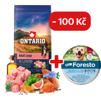 Ontario Adult Large Chicken & Sweet Potatoes 12kg + obojek Foresto pro větší psy se slevou 100 Kč