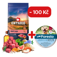 Ontario Adult Large Lamb & Brown Rice 12kg + obojek Foresto pro větší psy se slevou 100 Kč