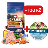 Ontario Adult Large Fish & Brown Rice 12kg + obojek Foresto pro větší psy se slevou 100 Kč