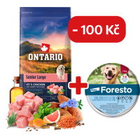 Ontario Senior Large Chicken & Sweet Potatoes 12kg  + obojek Foresto pro větší psy se slevou 100 Kč