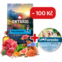 Ontario Puppy&Junior All Breeds Monoprotein Tuna & Sweet Potatoes 6,5kg  + obojek Foresto pro malé psy se slevou 100 Kč