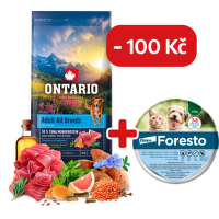 Ontario Adult All Breeds Monoprotein Tuna & Sweet Potatoes 12kg + obojek Foresto pro malé psy se slevou 100 Kč