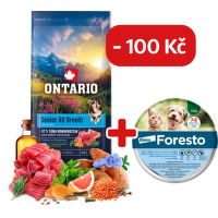 Ontario Senior All Breeds Monoprotein Tuna & Sweet Potatoes 12kg + obojek Foresto pro malé psy se slevou 100 Kč