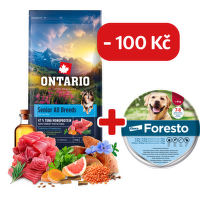 Ontario Senior All Breeds Monoprotein Tuna & Sweet Potatoes 12kg + obojek Foresto pro větší psy se slevou 100 Kč