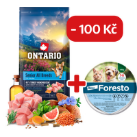 Ontario Senior All Breeds Monoprotein Turkey & Sweet Potatoes 12kg + obojek Foresto pro malé psy se slevou 100 Kč