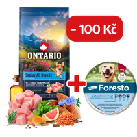 Ontario Senior All Breeds Monoprotein Turkey & Sweet Potatoes 12kg + obojek Foresto pro větší psy se slevou 100 Kč