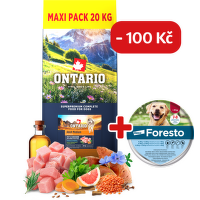 Ontario Adult Medium Chicken & Sweet Potatoes 20kg + obojek Foresto pro větší psy se slevou 100 Kč