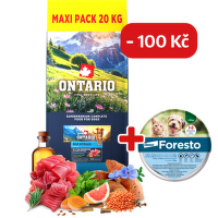 Ontario Adult All Breeds Monoprotein Tuna & Sweet Potatoes 20kg + obojek Foresto pro malé psy se slevou 100 Kč