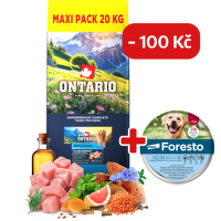 Ontario Senior All Breeds Monoprotein Turkey & Sweet Potatoes 20kg + obojek Foresto pro větší psy se slevou 100 Kč