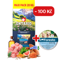Ontario Senior All Breeds Monoprotein Turkey & Sweet Potatoes 20kg + obojek Foresto pro malé psy se slevou 100 Kč