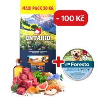 Ontario Adult Medium Lamb & Brown Rice 20kg + obojek Foresto pro větší psy se slevou 100 Kč
