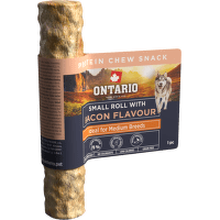 Žvýkací pochoutka Ontario Protein malá rolka pro střední plemena s příchutí slaniny 12,7 cm