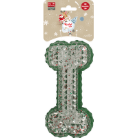 Hračka pre psov Dog Fantasy Winter Tale kosť gumená pískacia 15 cm