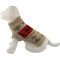 Sveter Dog Fantasy Winter Tale vianočny pletený se sobmi M 43cm