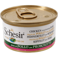 Konservi kaķiem - SCHESIR Cat Chicken and Ham in Jelly, 85 g