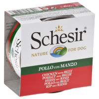 Konzerva SCHESIR Dog kuracie+hovadzie v zele 150g