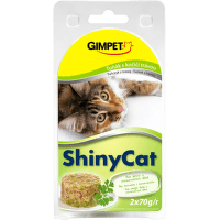 Konzerva pre mačky GimCat ShinyCat tuniak s mačacou šantou 2 × 70 g
