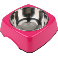 Bļoda suņiem metāla - Dog Fantasy nerūsējošā tērauda bļoda 2in1 taisnstūris, 700ml, krāsa - rozā