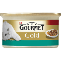 Konservi kaķiem – Gourmet Gold Salmon and Chicken in Gravy, 85 g