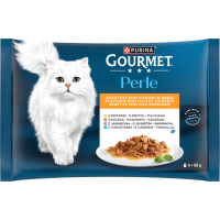 Multipack Gourmet Perle minifiletky morka/tuniak/kačica/jahňacia v šťave 4x85g