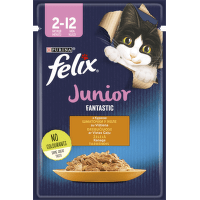 Konservi kaķēniem – Felix Fantastic Junior ar vistu, 85 g
