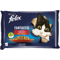Konservi kaķiem – FELIX FANTASTIC gaļas izlase, 4 x 85 g