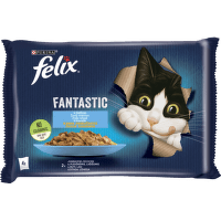 Konservi kaķiem – FELIX FANTASTIC zivju izlase, 4 x 85 g
