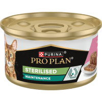 Konzerva Pro Plan Cat Sterilised terina s tuňákem a lososem 85 g