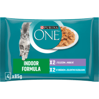 Purina One kapsička pre mačky Indoor tuniak, fazuľky, teľa, mrkva 4 x 85 g   