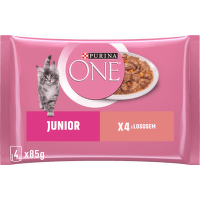Purina One kapsička pre mačky Junior losos a mrkva 4 x 85 g 