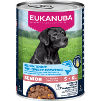 Konzerva Eukanuba Senior pstruh s batatmi 400g