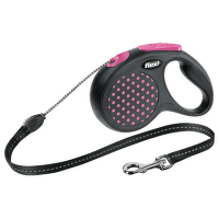 Inerces pavada suņiem - FLEXI Design Dots Cord S, 5 m, pink