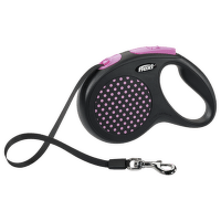 Поводок рулетка - Flexi Design Dots Tape M, 5 м, pink