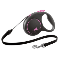 Flexi vôdzka Black Design lanko M 5 m ružové