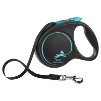 Поводок-рулетка для собак – Flexi Black Design M Tape 5 м, Blue