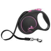 Inerces pavada suņiem – Flexi Black Design L Tape 5 m, Pink