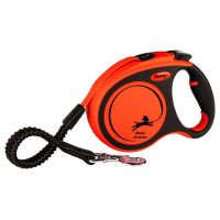 Поводок-рулетка для собак – Flexi Xtreme L Tape 5 м, black / orange