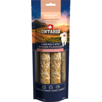 Žvýkací pochoutka Ontario Protein velká rolka pro velká plemena s příchutí slaniny 25,4 cm 2 ks