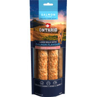 Žvýkací pochoutka Ontario Protein velká rolka pro velká plemena  s příchutí lososa 25,4 cm 2 ks