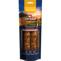 Žvýkací pochoutka Ontario Protein velká rolka pro velká plemena kuřecí 25,4 cm 2 ks