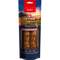Žvýkací pochoutka Ontario Protein velká rolka pro velká plemena hovězí 25,4 cm 2 ks