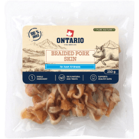 Sušená vepřová kůže Ontario Pure Nature pletená 250 g