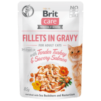 Brit Care Cat kapsička Fillets in Gravy with Tender Turkey & Savory Salmon 85 g