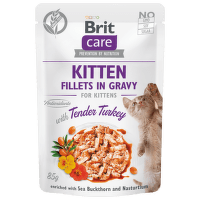 Konservi kaķēniem – Brit Care Cat Fillets in Gravy Tender Turkey, 85 g