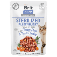 Brit Care Cat kapsičky pre sterlizované mačky, filety v želé kačka a morka 85 g