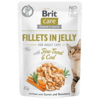 Brit Care Cat kapsička, filetky v želé s treskou a pstruhom 85 g