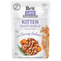  Brit Care Cat Kitten kapsička, filetky v želé s lososom 85 g