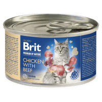 Консервы для кошек – BRIT Premium by Nature Chicken with Beef, 200 г