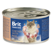 Konservi kaķiem – BRIT Premium by Nature Chicken with Rice, 200 g